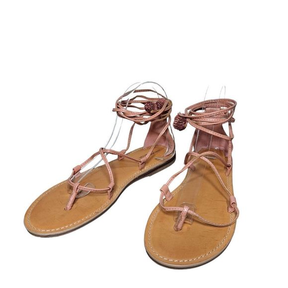 American Eagle Outfitters Shoes - American Eagle Outfitters Strappy Gladiator Tie Sandals Size 9 Blush Pink EUC